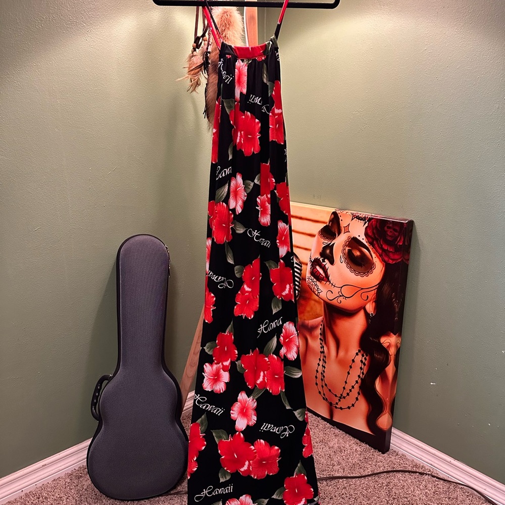 Aloha Fashion Hawaiian Hibiscus Sleeveless Maxi Moo Moo Dress One Size Fits All